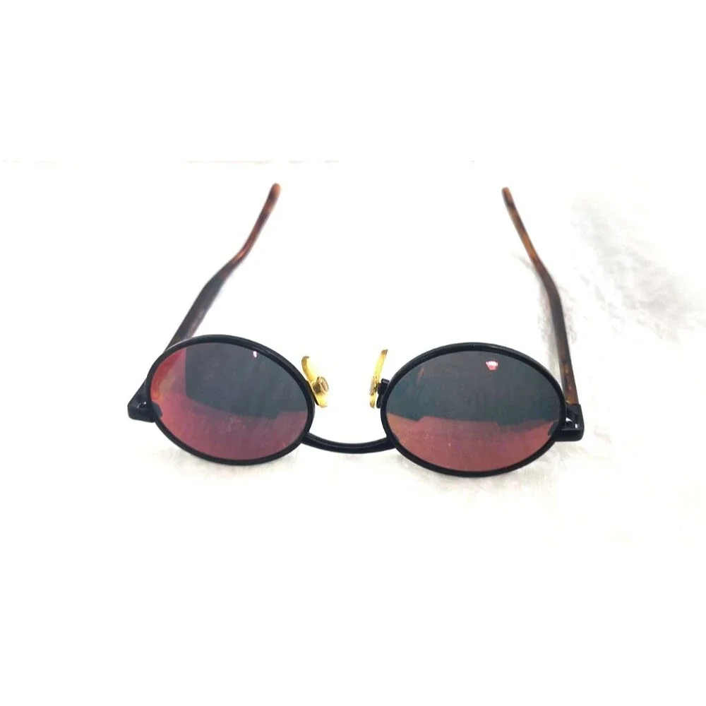 Y2K Structure Handmade Sunglasses Oval Metal John Lennon Style wCase 50-19-133mm